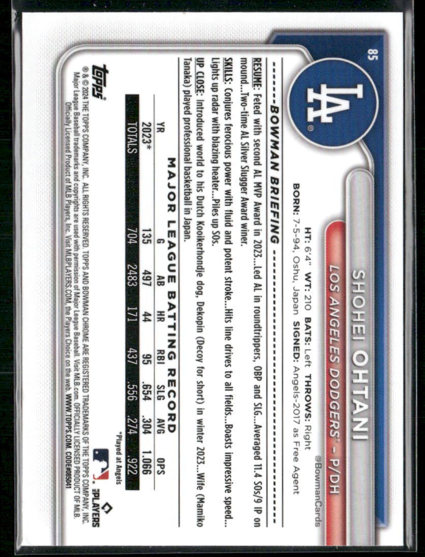 2024 Bowman Chrome #85 Shohei Ohtani