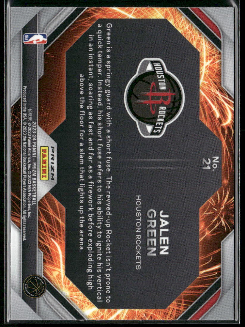 2023-24 Panini Prizm #21 Jalen Green Fireworks Prizms Fast Break