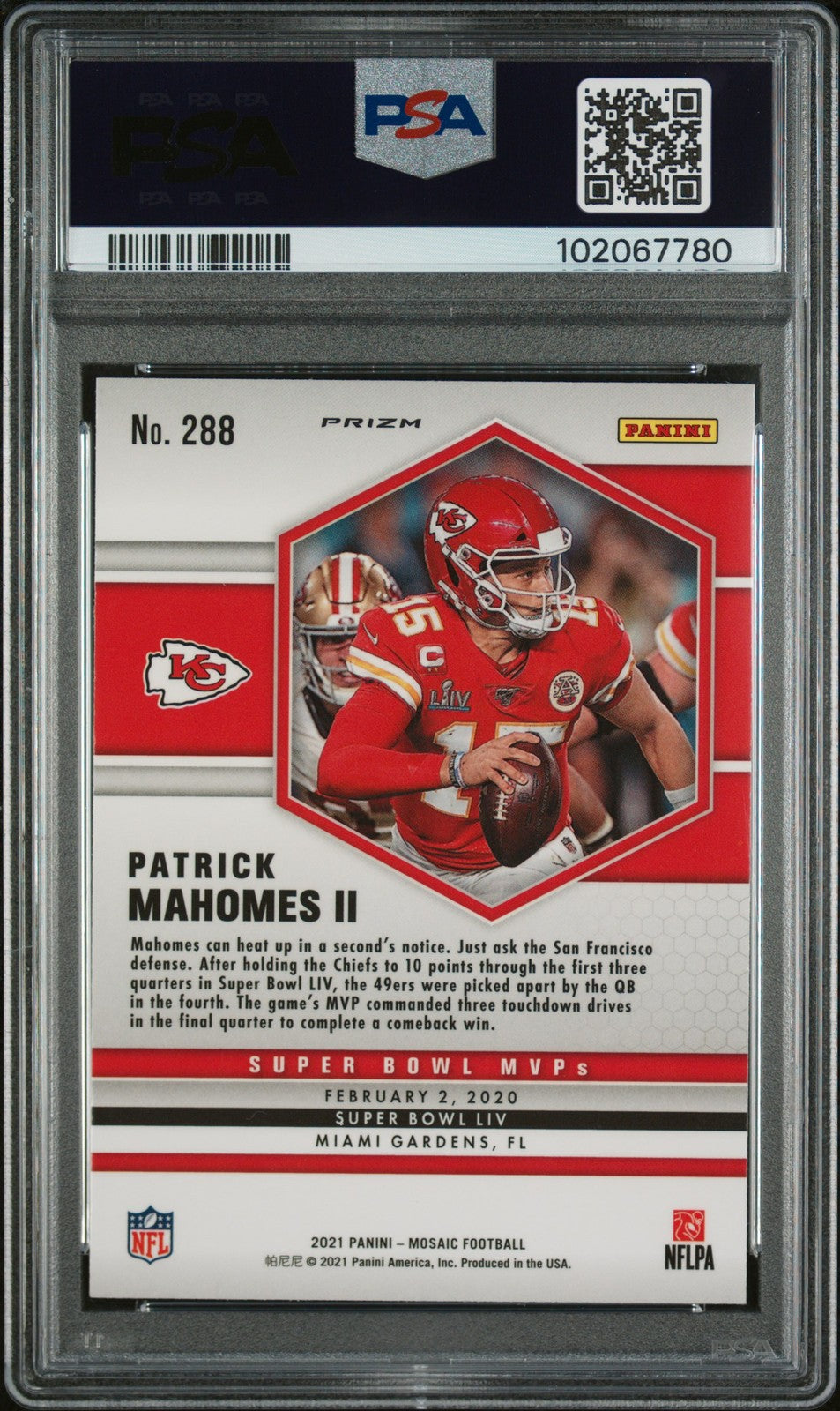 Patrick Mahomes Ii 2021 Panini Mosaic #288 Red Mosaic PSA 10