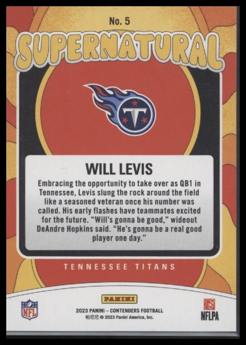 2023 Panini Contenders #5 Will Levis Supernatural