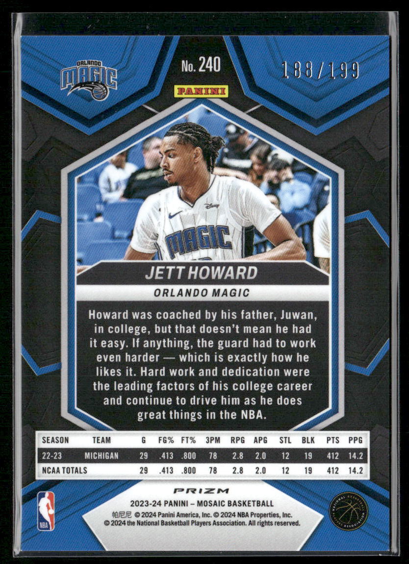 2023-24 Panini Mosaic #240 Jett Howard Blue #/199