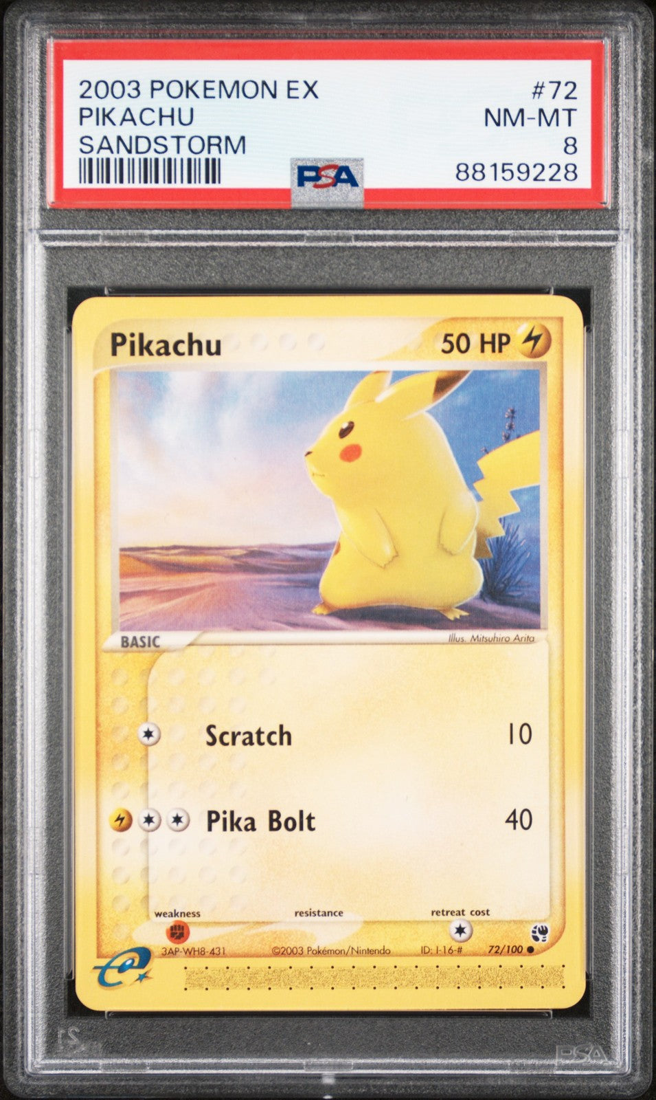 Pikachu 2003 Pokemon Ex Sandstorm #72 Sandstorm PSA 8