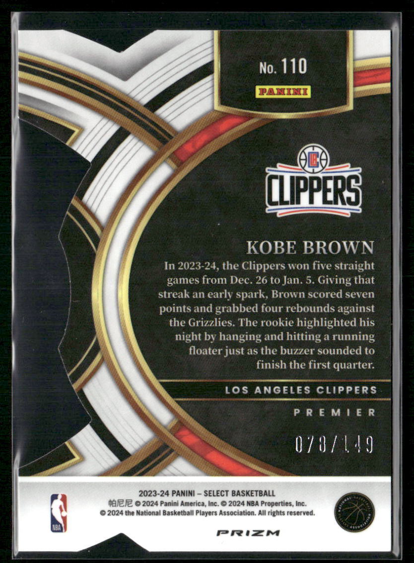 2023-24 Panini Select #110 Kobe Brown White Prizms #/149