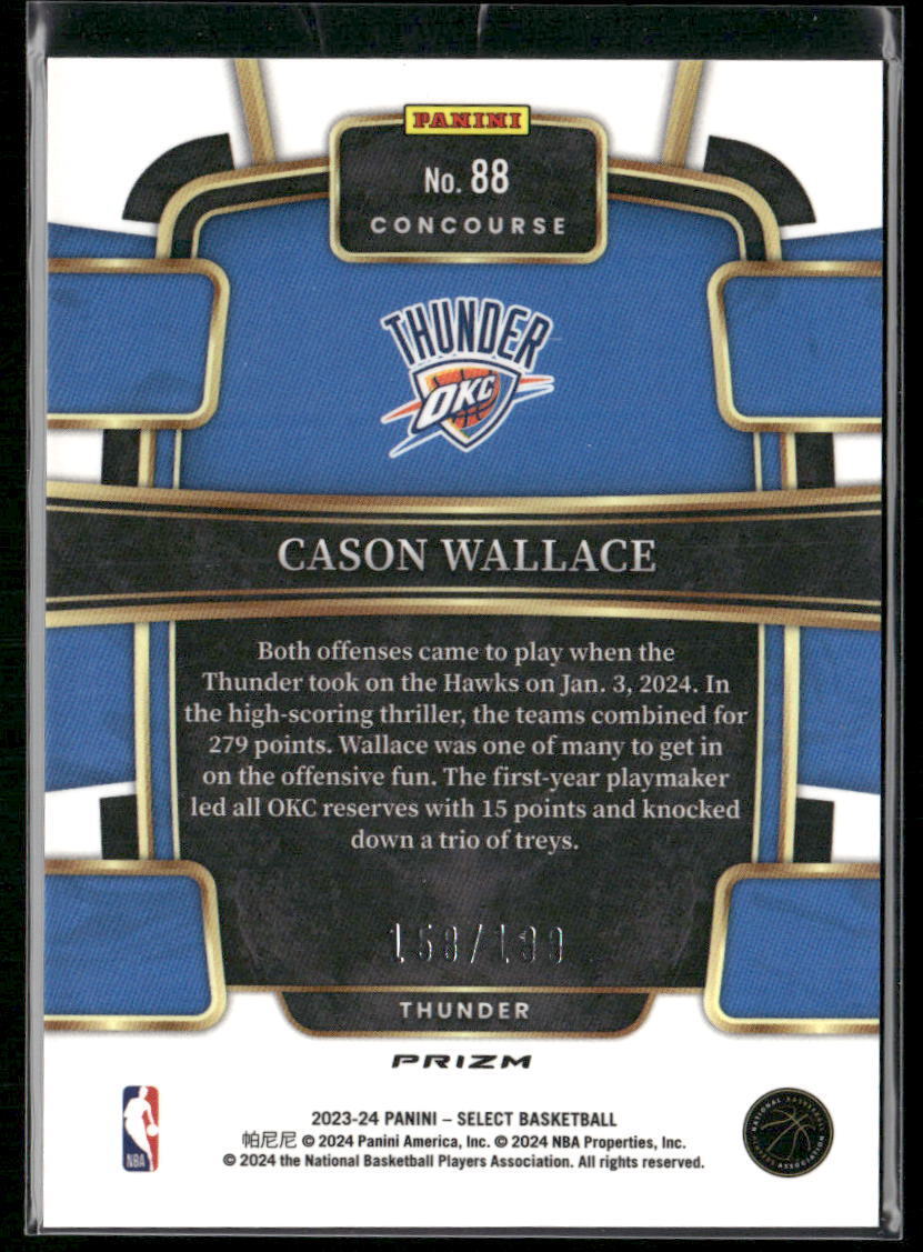 2023-24 Panini Select #88 Cason Wallace Red Prizms #/199