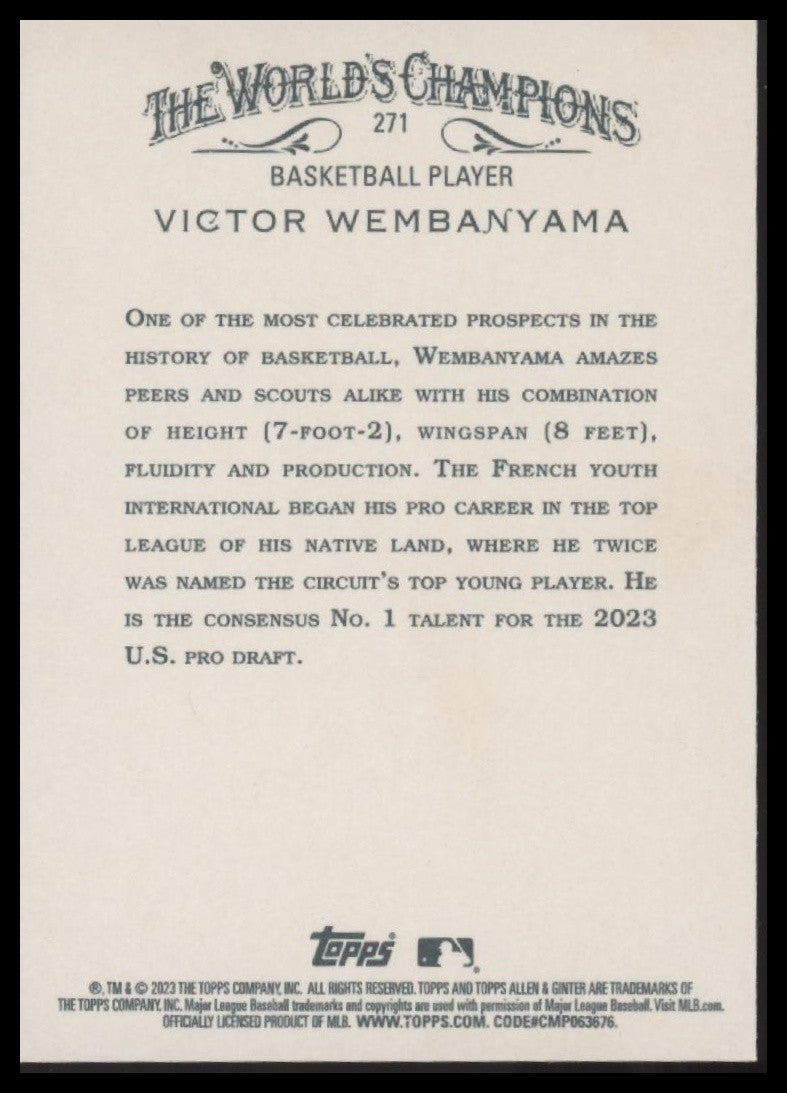 Victor Wembanyama 2023 Topps Allen & Ginter #271 Silver Portrait