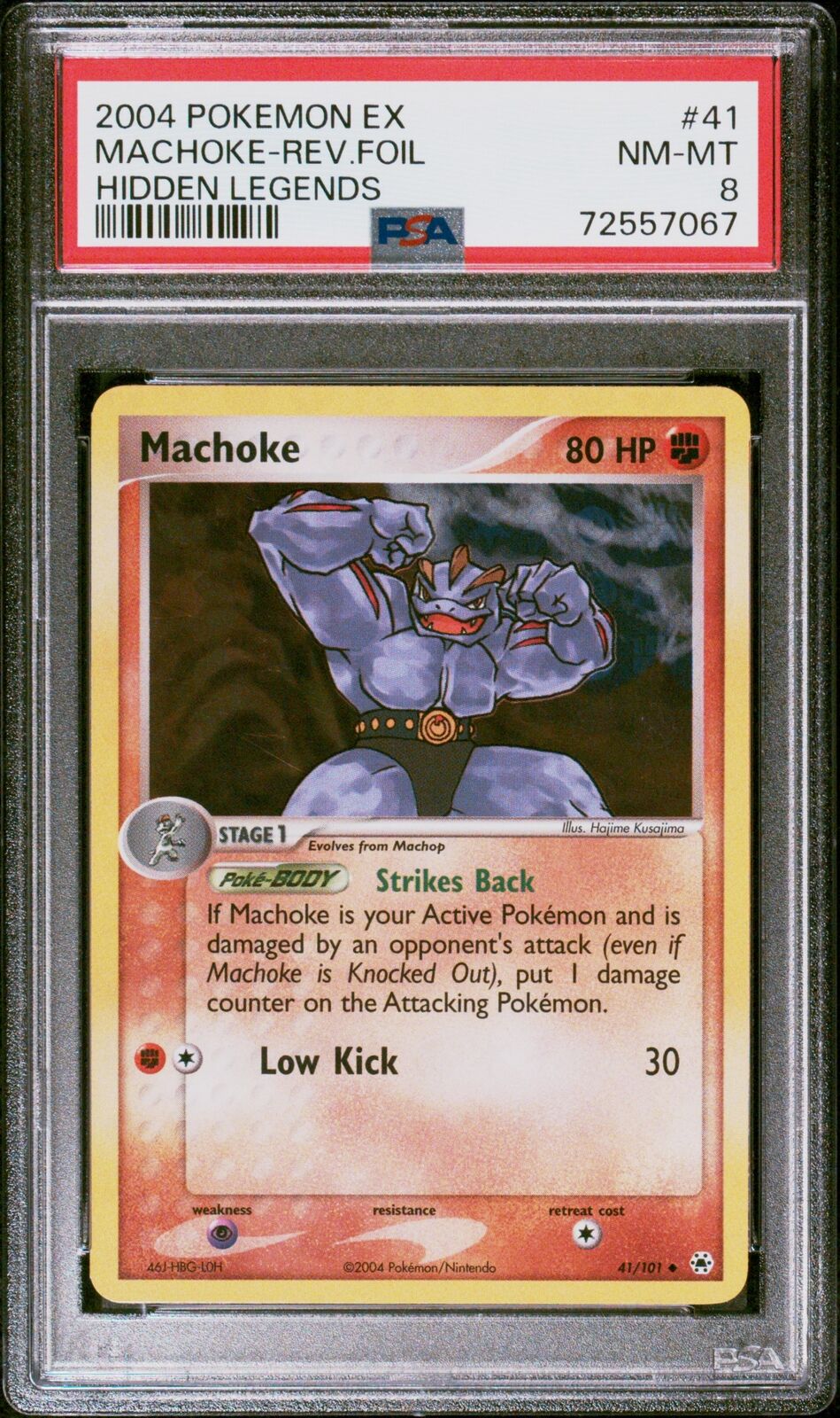 2004 Pokemon Ex Hidden Legends #41 Machoke-Rev.Foil Hidden Legends PSA 8