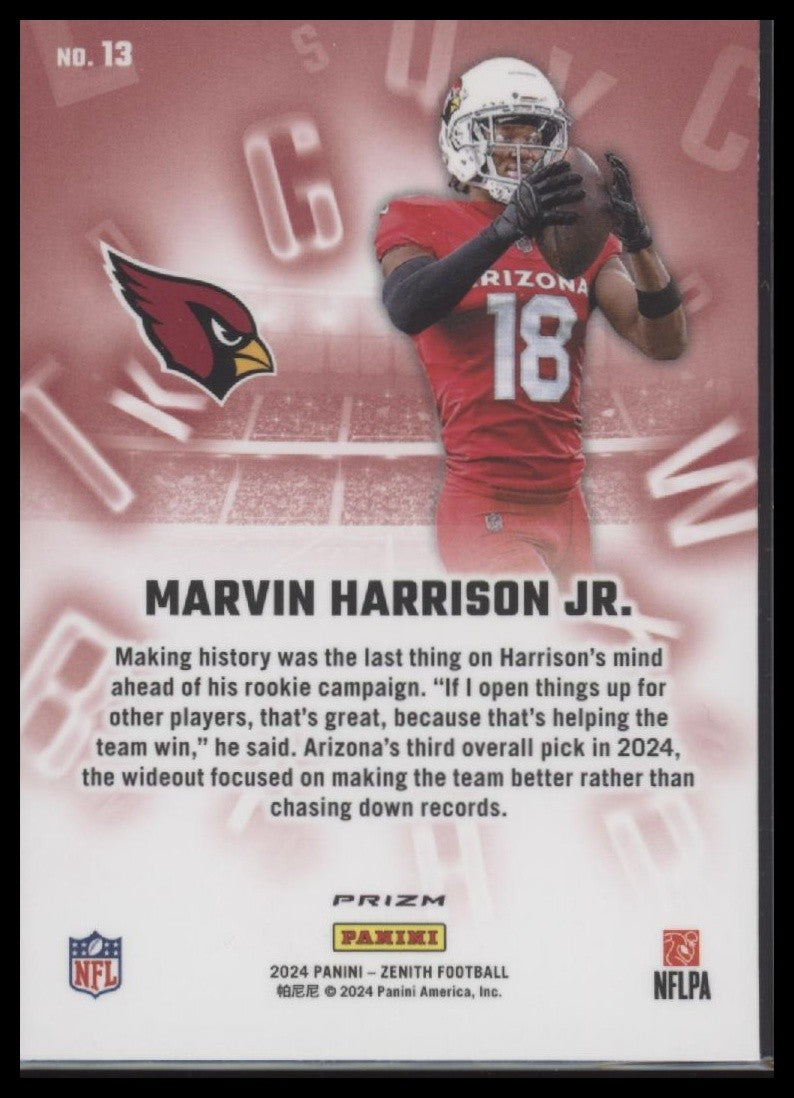 Marvin Harrison Jr. 2024 Panini Zenith #13 A to Z Orange