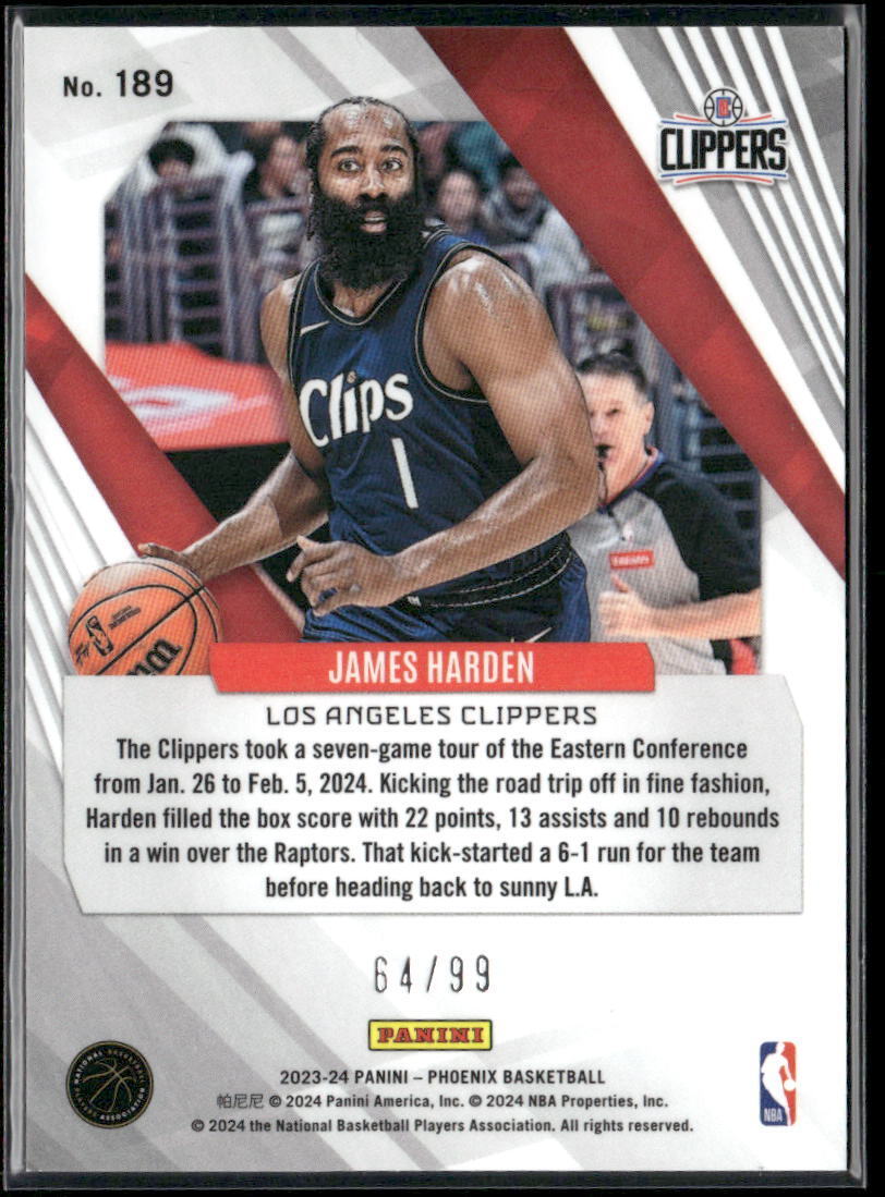 2023-24 Panini Phoenix #189 James Harden Orange #/99