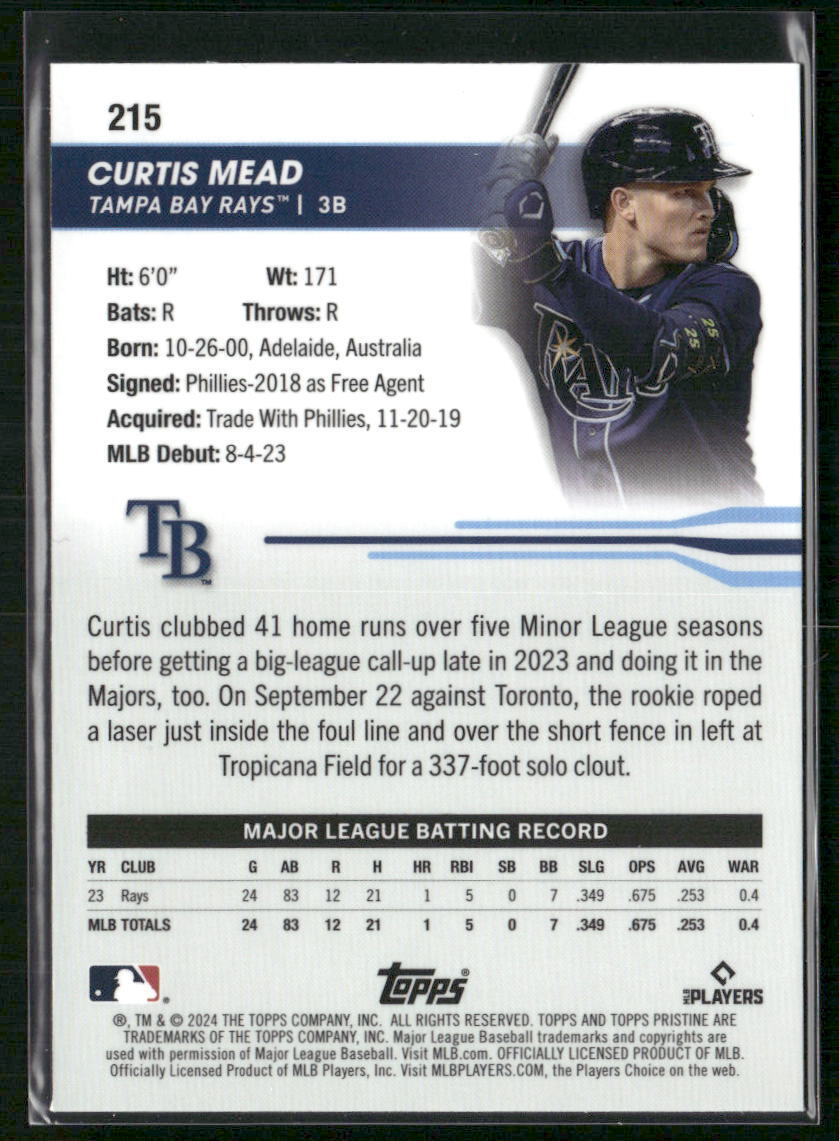 2024 Topps Pristine #215 Curtis Mead Green Refractors #/150