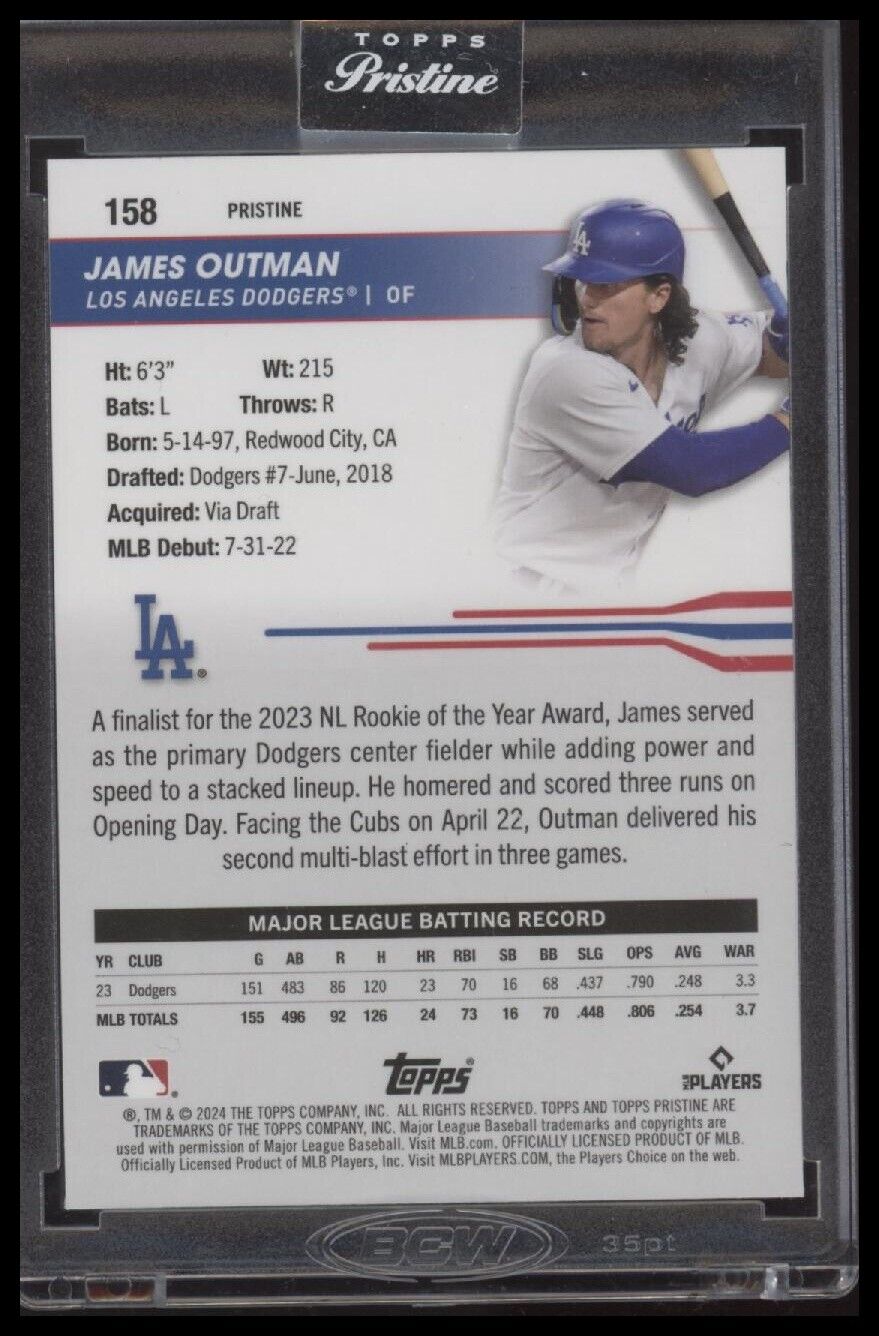 2024 Topps Pristine #158 James Outman Pristine Blue Refractors #/75