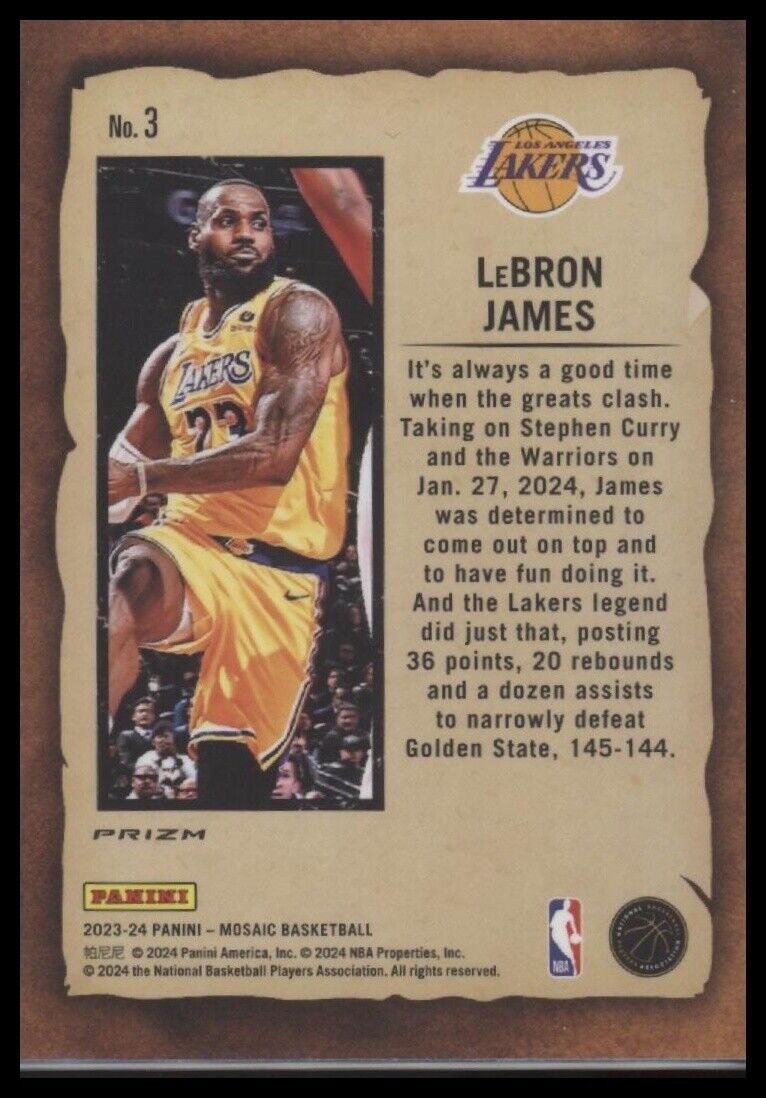 2023-24 Panini Mosaic #3 LeBron James Noteriety Mosaic