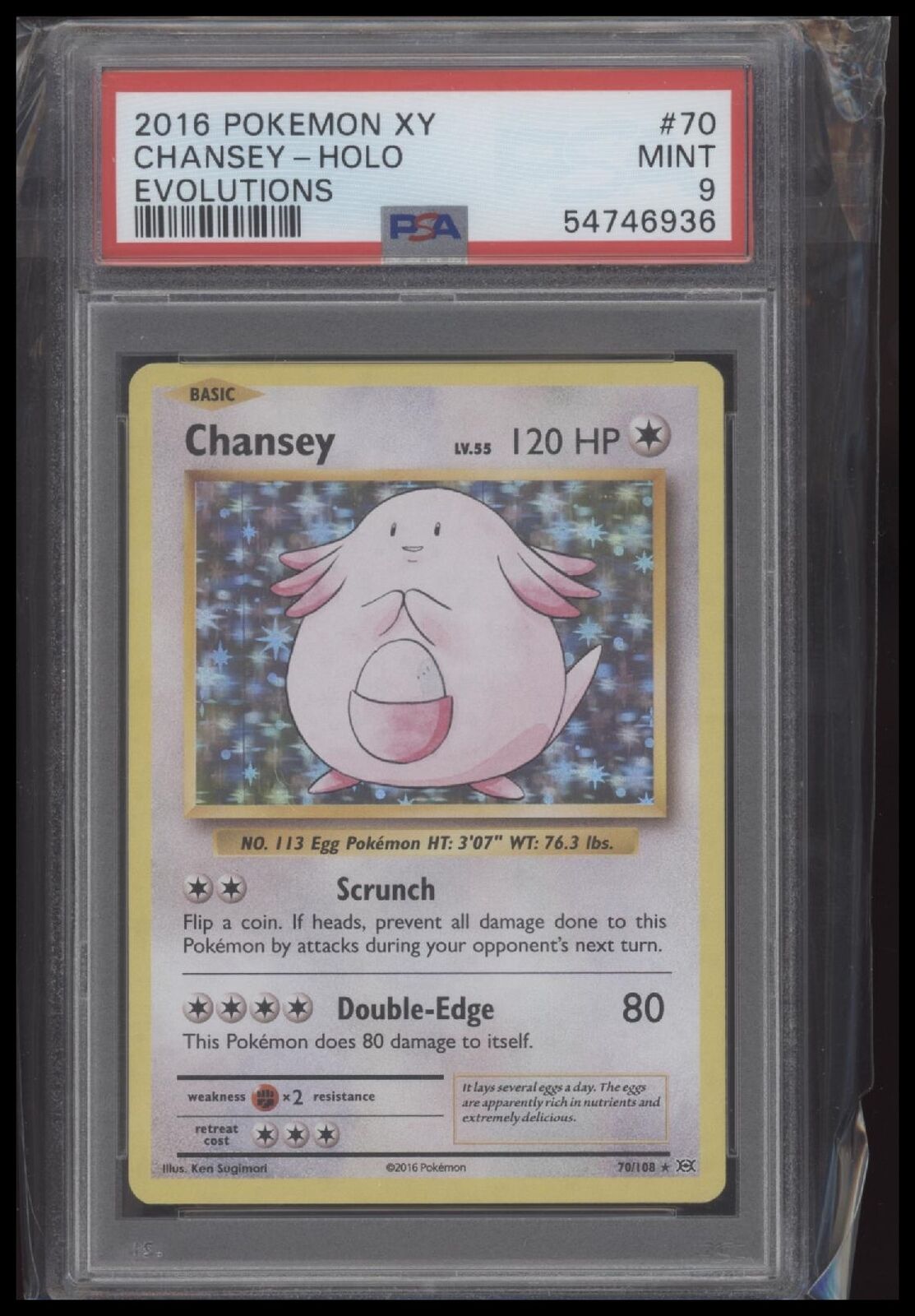 2016 Pokemon Xy Evolutions #70 Chansey-Holo Evolutions PSA 9
