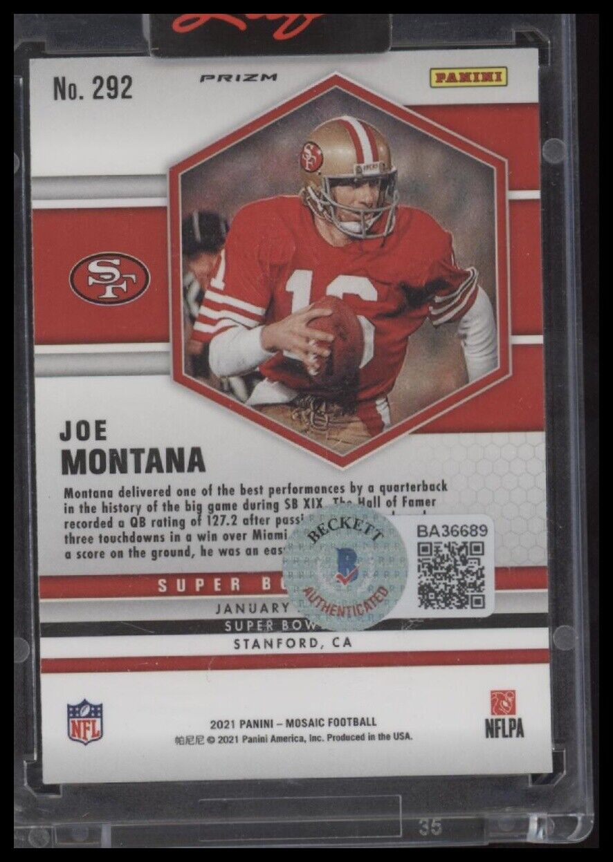 2021 Panini Mosaic #292 Joe Montana Prizm - Certified Auto