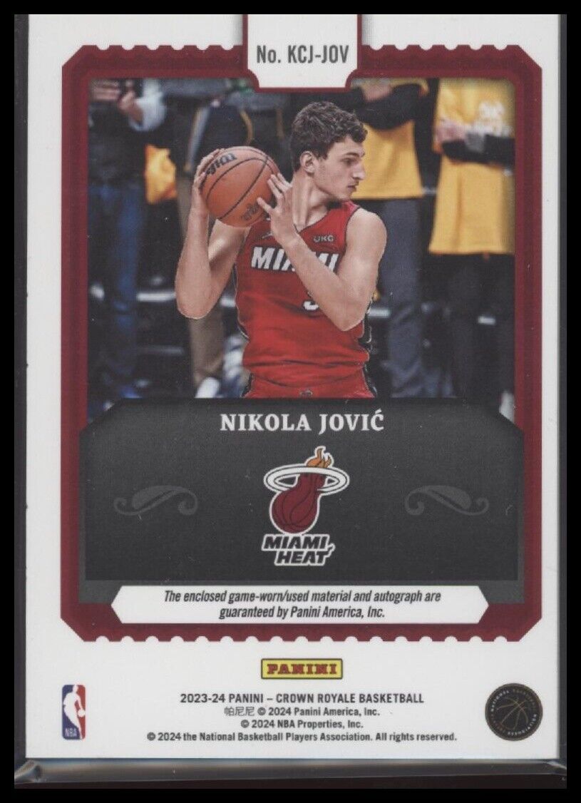 2023-24 Panini Crown Royale #KCJ-JOV Nikola Jovic Kings Court Jersey Auto #/99