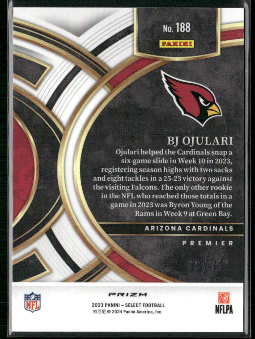 2023 Panini Select #188 BJ Ojulari Purple Prizms #/75