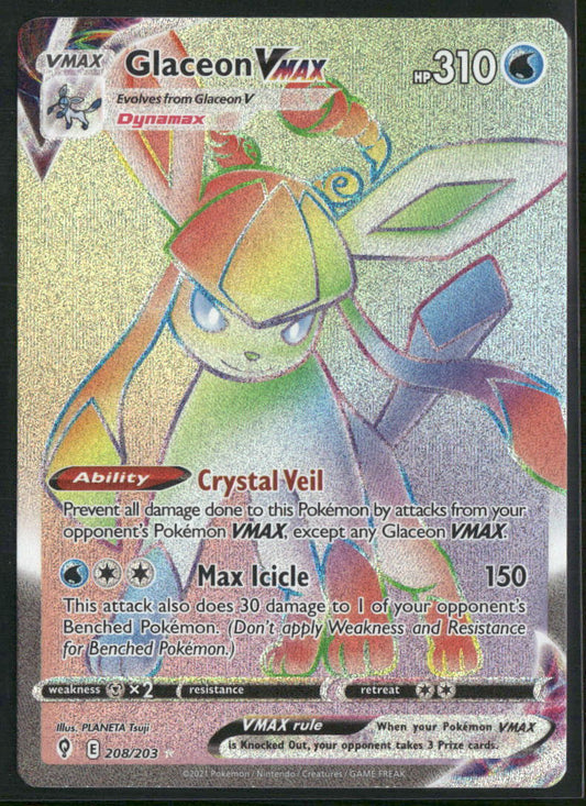SWSH07: Evolving Skies #208/203 Glaceon VMAX (Secret)