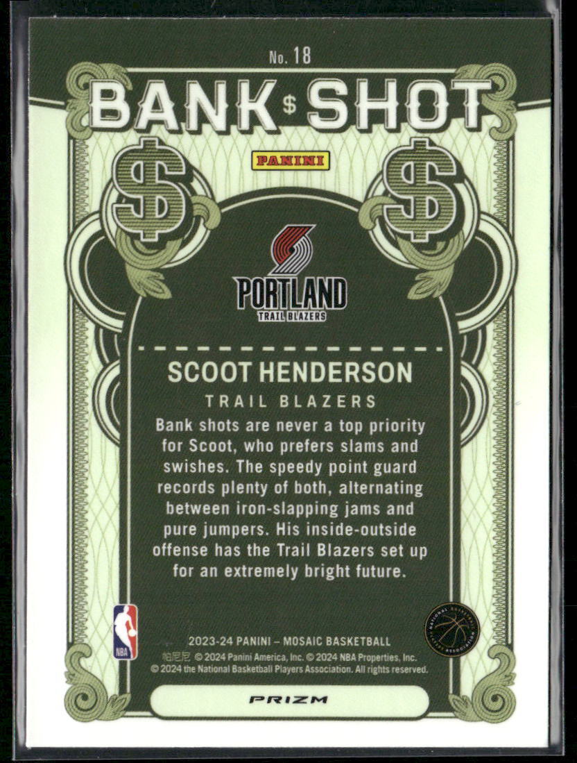 2023-24 Panini Mosaic #18 Scoot Henderson Bank Shot Mosaic