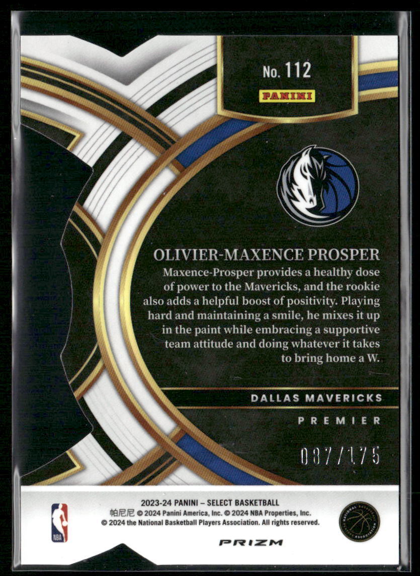 2023-24 Panini Select #112 Olivier-Maxence Prosper Maroon Prizms #/175