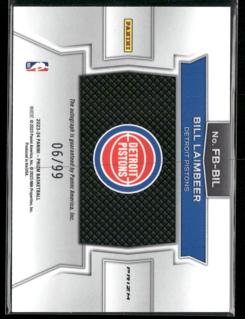 2023-24 Panini Prizm #FB-BIL Bill Laimbeer Fast Break Autographs Red #/99