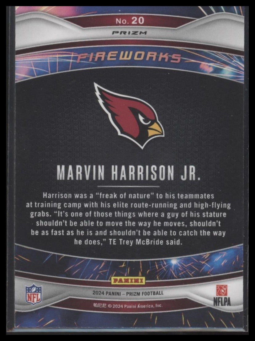 Marvin Harrison Jr. 2024 Panini Prizm #20 Fireworks Green Ice Prizm