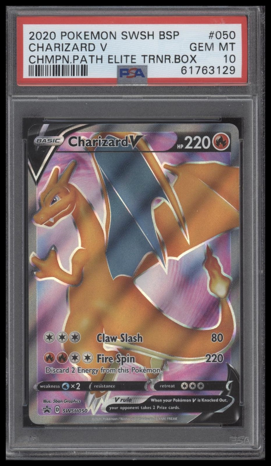 Charizard V 2020 Pokemon Swsh Black Star Promo #050 PSA 10