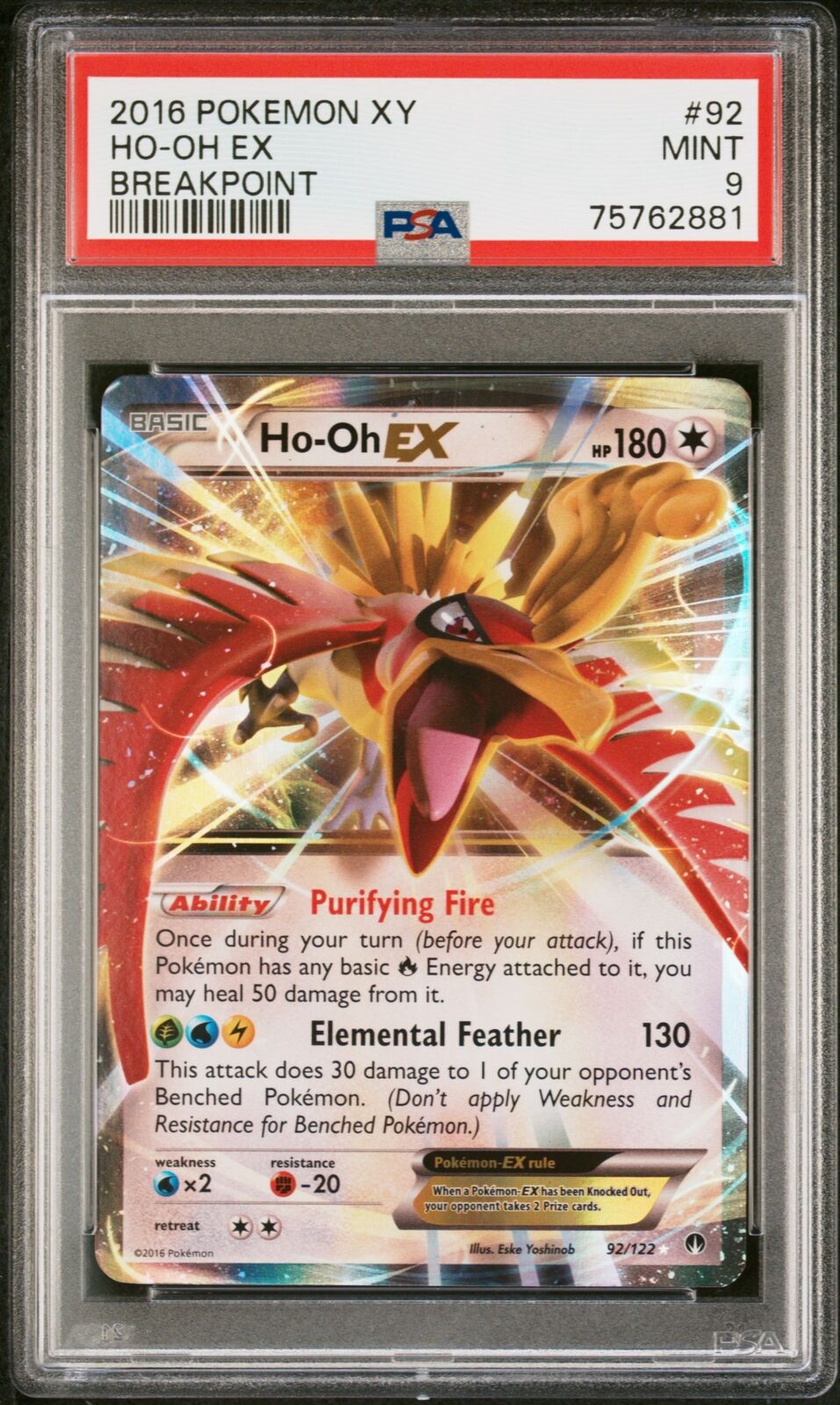 2016 Pokemon Xy Breakpoint #92 Ho-Oh Ex Breakpoint PSA 9