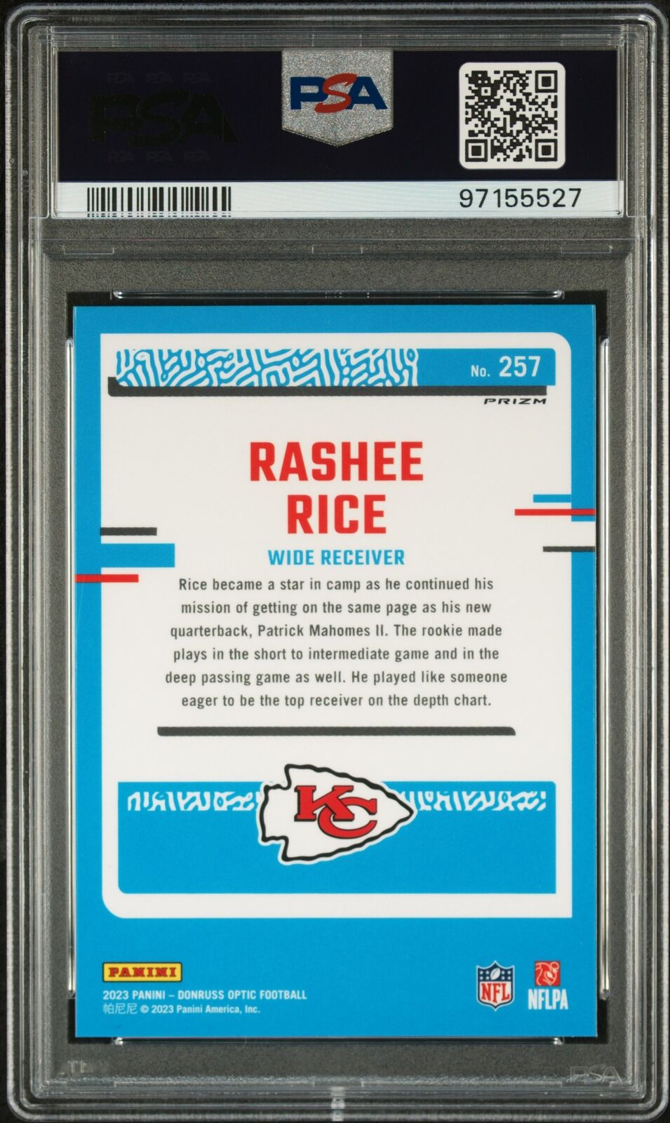 2023 Panini Donruss Optic #257 Rashee Rice Green Velocity PSA 10