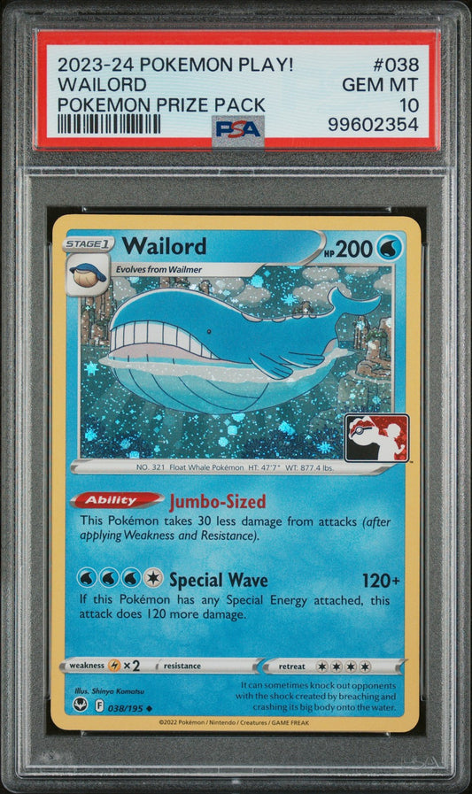 Wailord 2023-2024 Pokemon Play! Pokemon Prize Pack #038 PSA 10