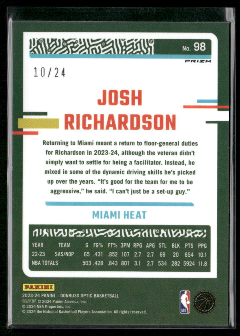 2023-24 Donruss Optic #98 Josh Richardson Choice Blue Mojo #/24