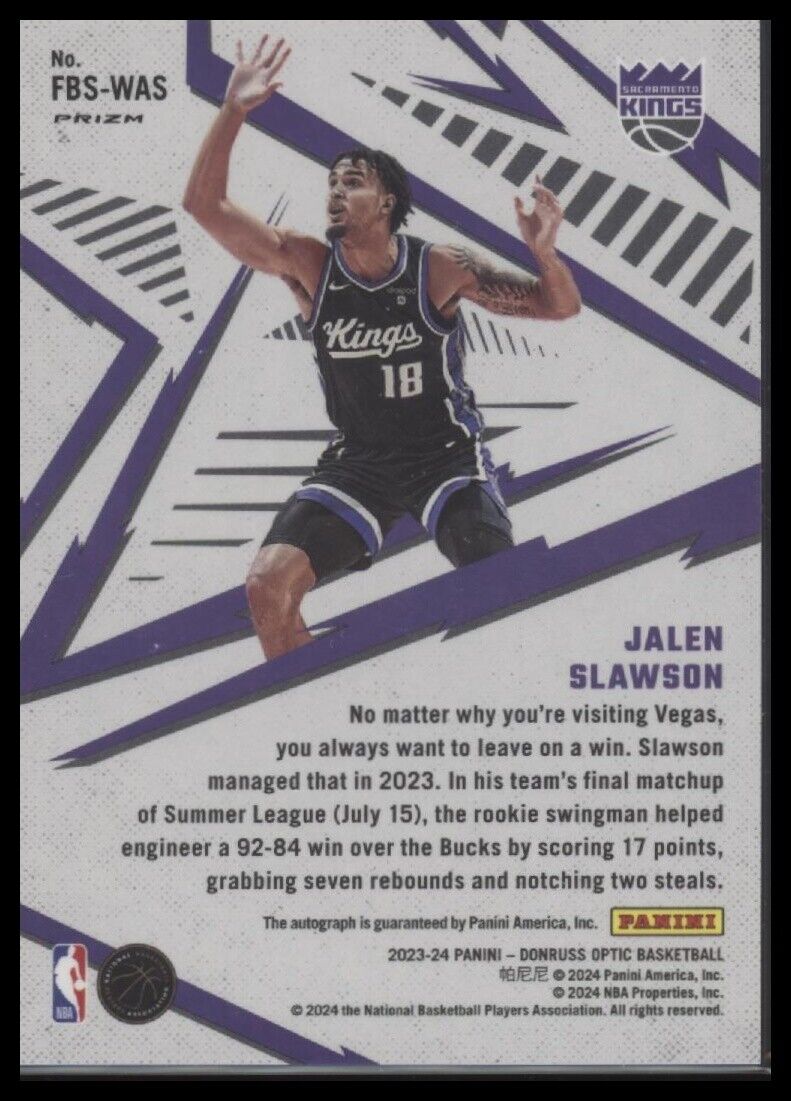 2023-24 Donruss Optic #FBS-WAS Jalen Slawson Fast Break Signatures