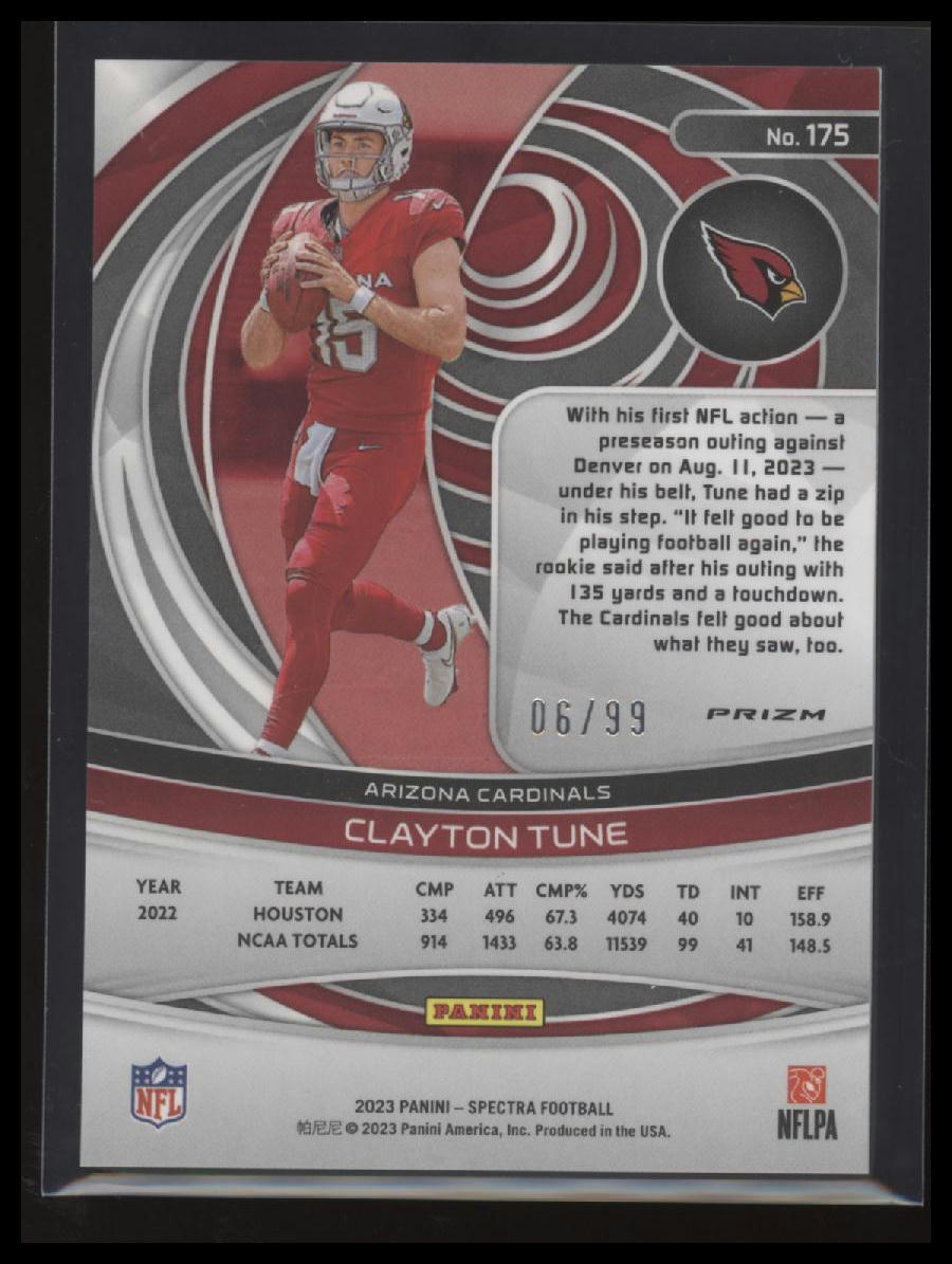 2023 Panini Spectra #175 Clayton Tune Celestial #/99