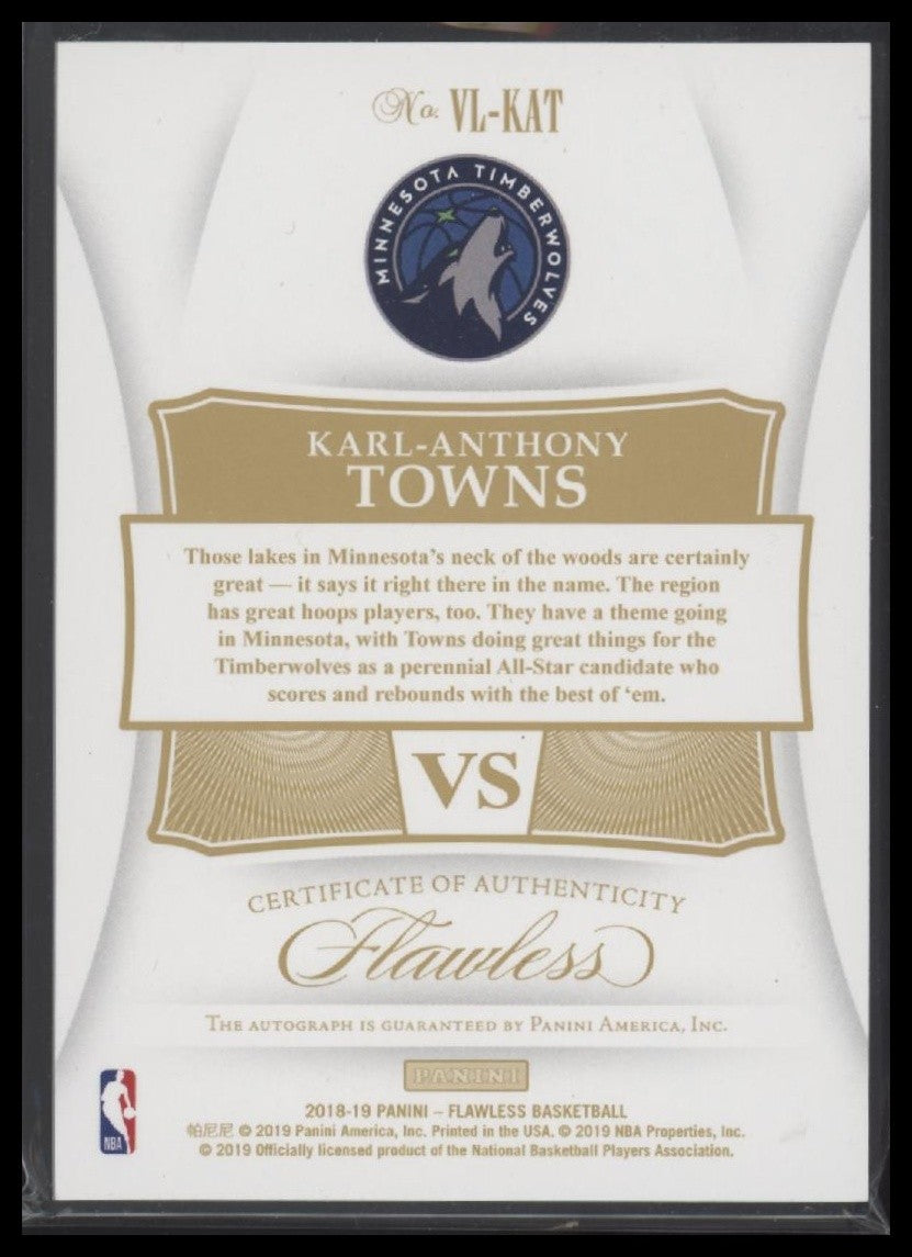 Karl-Anthony Towns 2018-19 Panini Flawless Momentous Auto #/15
