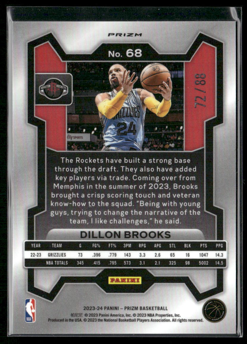 2023-24 Panini Prizm #68 Dillon Brooks Prizms Multi Wave #/88