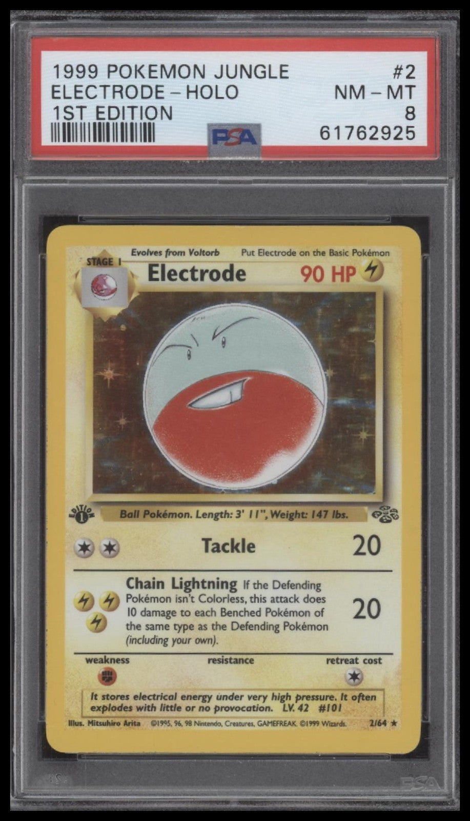 Electrode-Holo 1999 Pokemon Jungle #2 1st Edition PSA 8