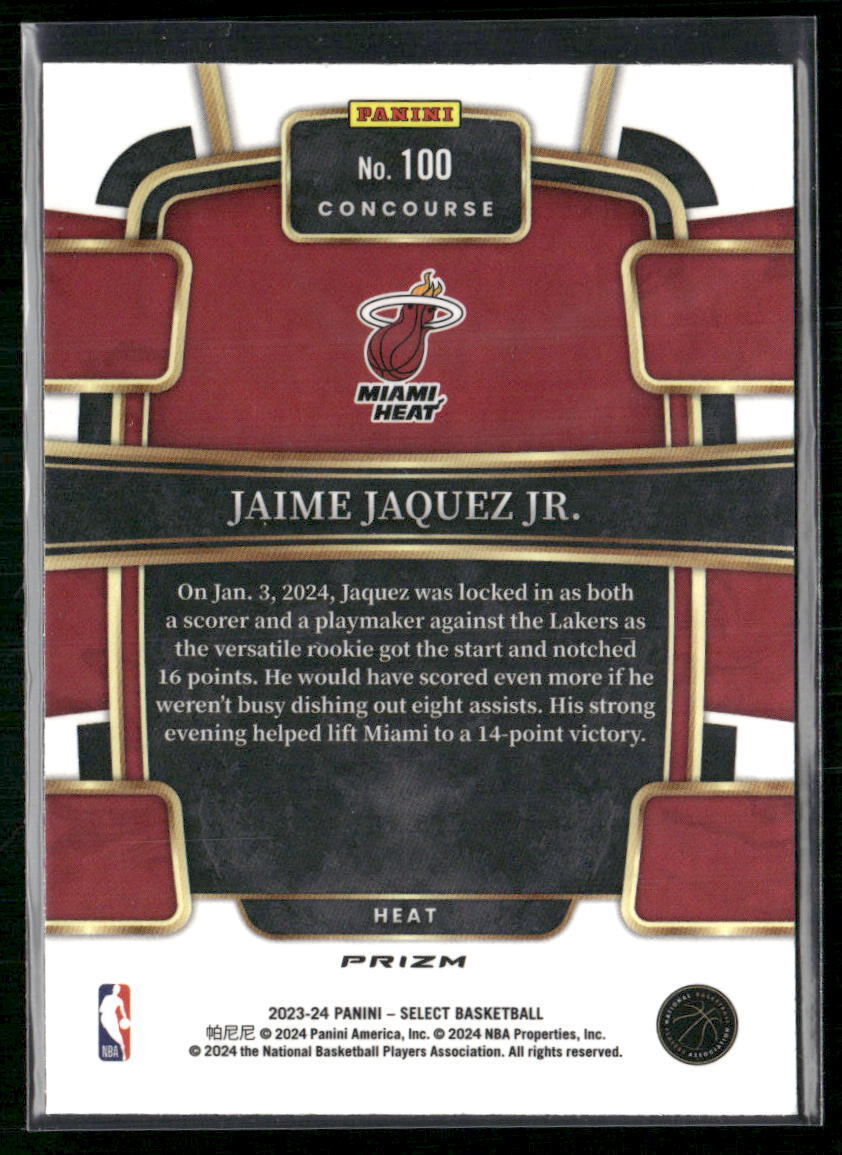 2023-24 Panini Select #100 Jaime Jaquez Jr. Tri-Color Prizms