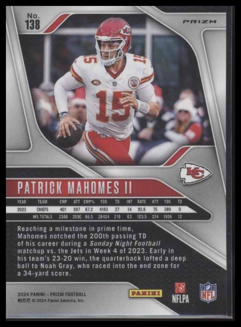 Patrick Mahomes II 2024 Panini Prizm #138 Orange Ice