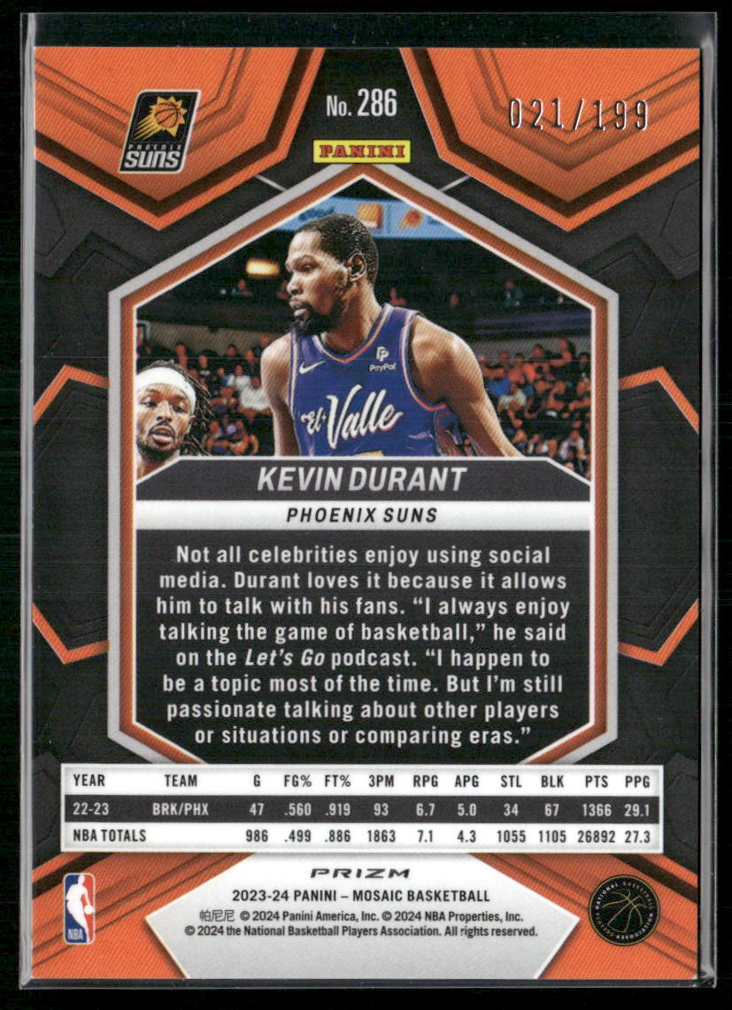 2023-24 Panini Mosaic #286 Kevin Durant Blue #/199