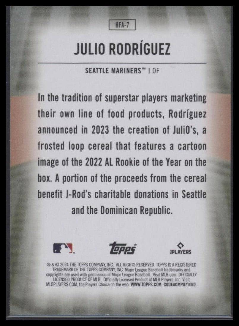Julio Rodríguez 2024 Topps #HFA-7 Home Field Advantage