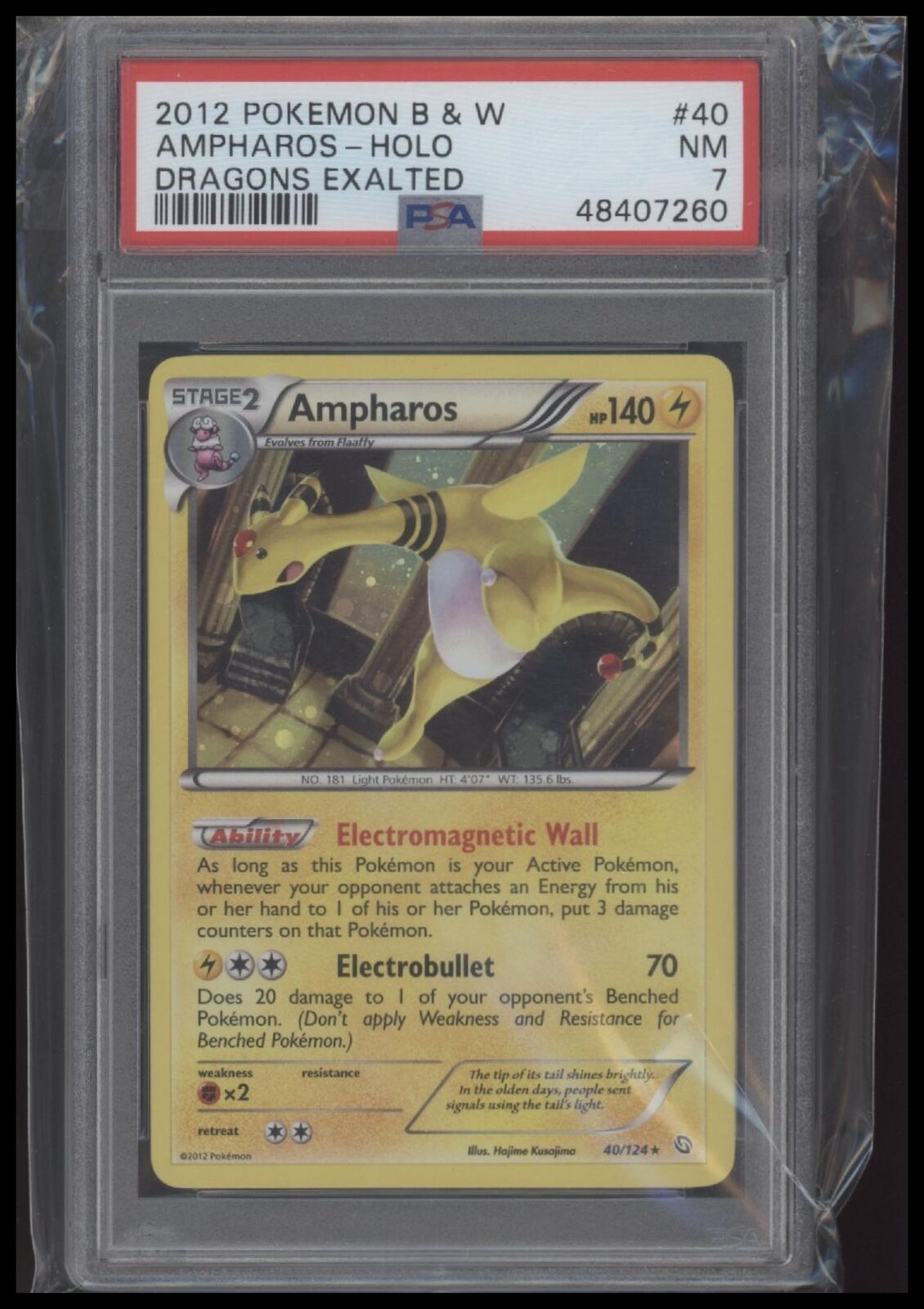 2012 Pokemon Black & White Dragons Exalted #40 Ampharos-Holo PSA 7