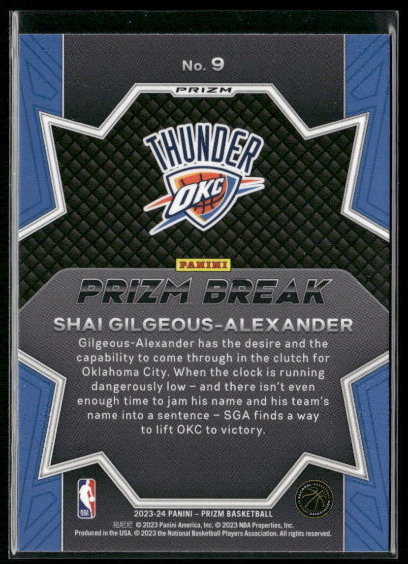 2023-24 Panini Prizm #9 Shai Gilgeous-Alexander Prizm Break Prizms Fast Break
