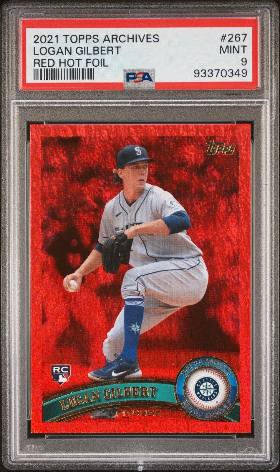 Logan Gilbert 2021 Topps Archives #267 Red Hot Foil PSA 9
