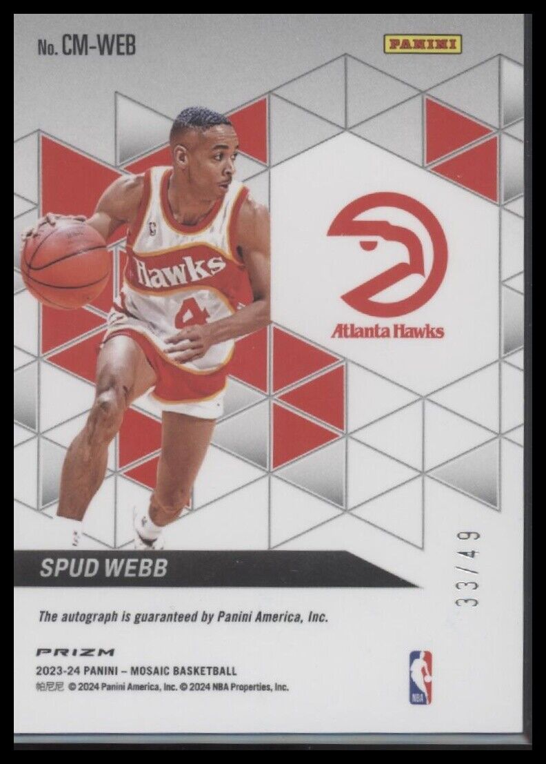 2023-24 Panini Mosaic #CM-WEB Spud Webb Collage Autographs Mosaic Blue #/49