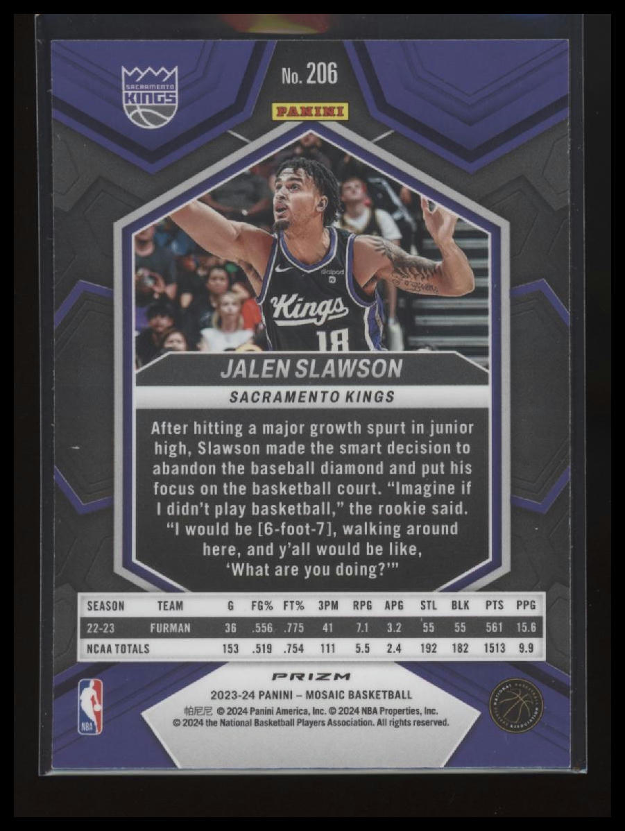 2023-24 Panini Mosaic #206 Jalen Slawson Glitter