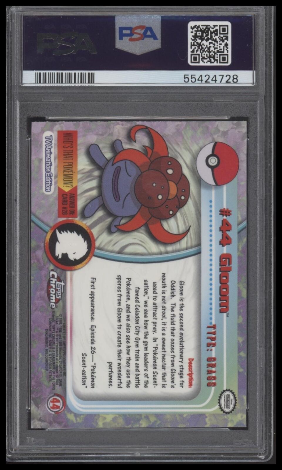 2000 Topps Chrome Pokemon T.V. #44 Gloom Pokemon T.V. PSA 10
