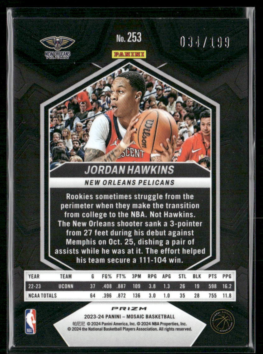 2023-24 Panini Mosaic #253 Jordan Hawkins Blue #/199