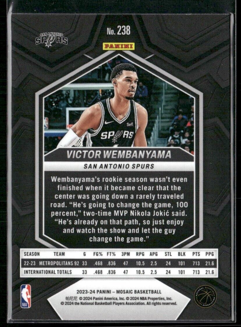 2023-24 Mosaic Victor Wembanyama RC #238 Spurs