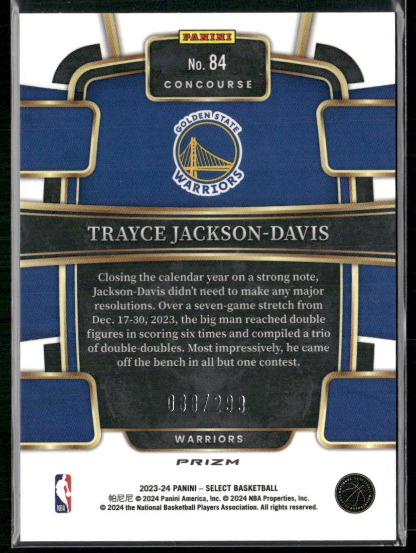 2023-24 Panini Select #84 Trayce Jackson-Davis Light Blue Prizms #/299