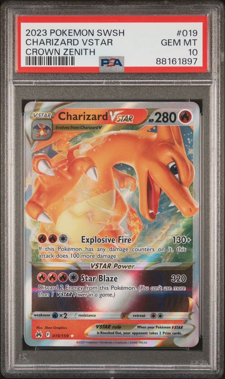 2023 Pokemon Sword And Shield Crown Zenith #019 Charizard Vstar PSA 10