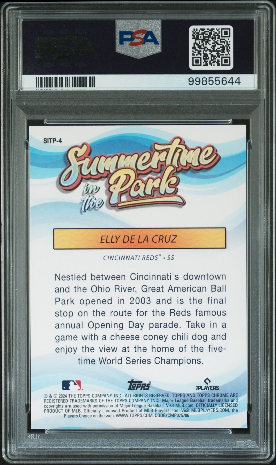 2024 Topps Chrome Summertime In The Park #4 Elly De La Cruz PSA 10