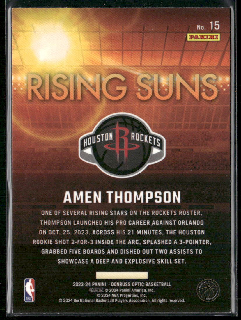 2023-24 Donruss Optic #15 Amen Thompson Rising Suns Holo